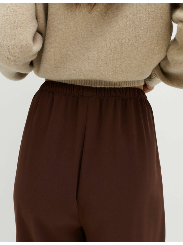 Marks & Spencer Креп панталони с широки крачоли и еластична талия Marks & Spencer кафяв