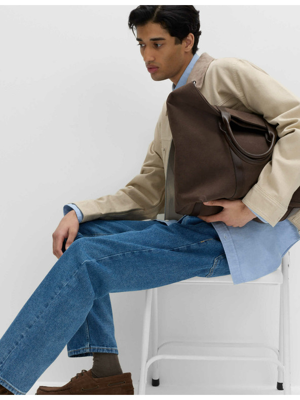 Marks & Spencer Гладки дънки със стандартен силует от чист памук Marks & Spencer синьо