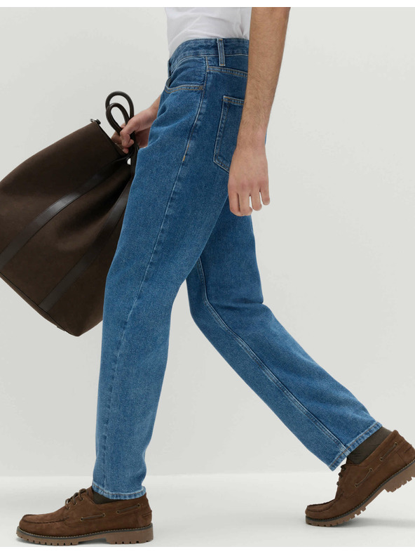 Marks & Spencer Гладки дънки със стандартен силует от чист памук Marks & Spencer синьо