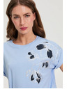 Moodo Блуза с печат светлосиня Moodo