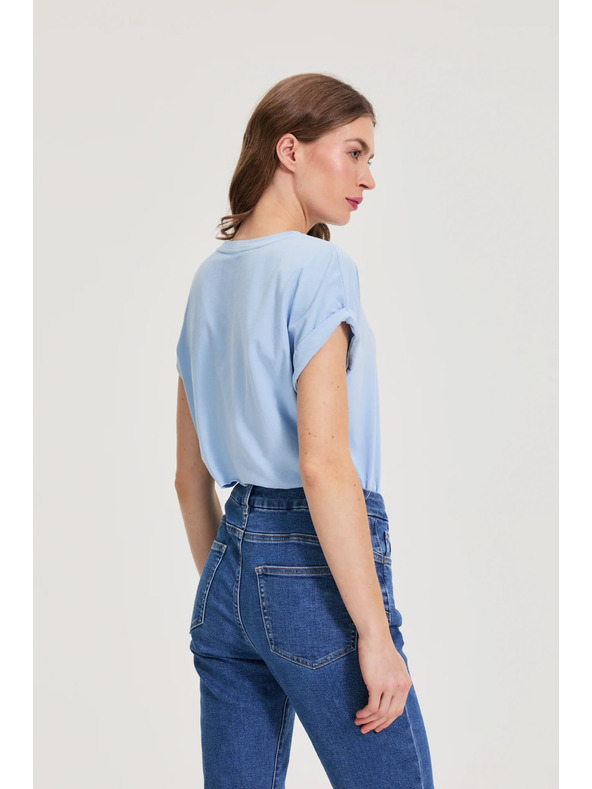 Moodo Блуза с печат светлосиня Moodo