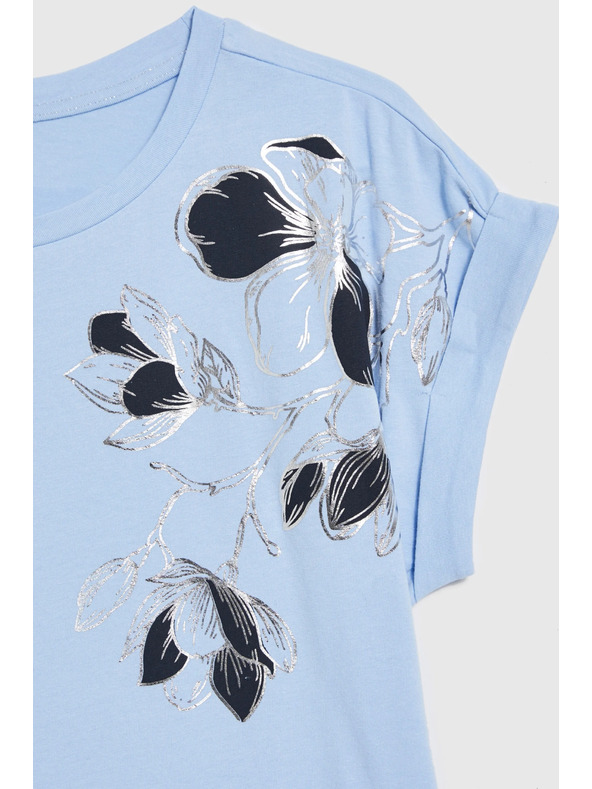 Moodo Блуза с печат светлосиня Moodo
