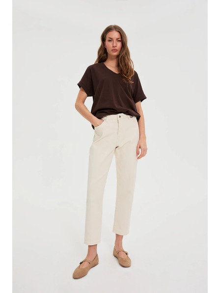 Moodo Тениска с деколте кафява Moodo