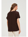 Moodo Тениска с деколте кафява Moodo