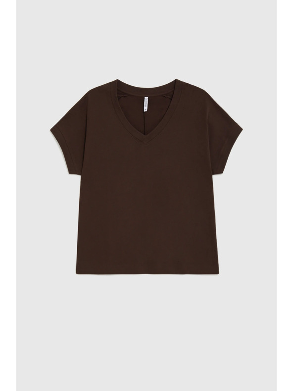 Moodo Тениска с деколте кафява Moodo