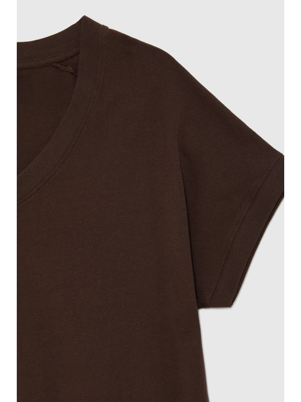 Moodo Тениска с деколте кафява Moodo