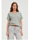 Moodo Тениска с деколте маслинова Moodo
