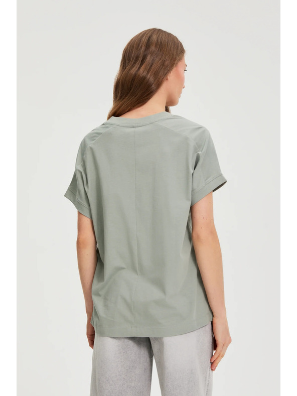 Moodo Тениска с деколте маслинова Moodo