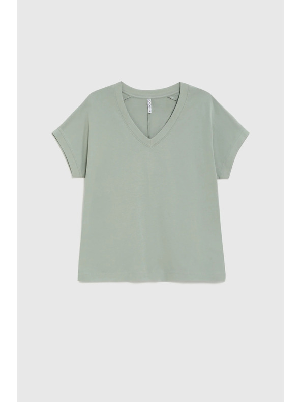 Moodo Тениска с деколте маслинова Moodo