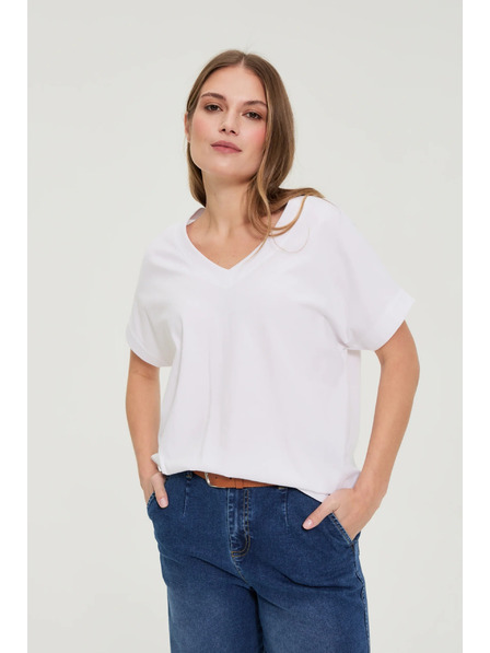 Moodo Тениска с деколте бяла Moodo
