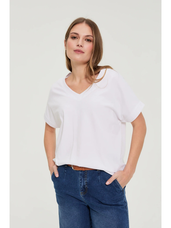 Moodo Тениска с деколте бяла Moodo