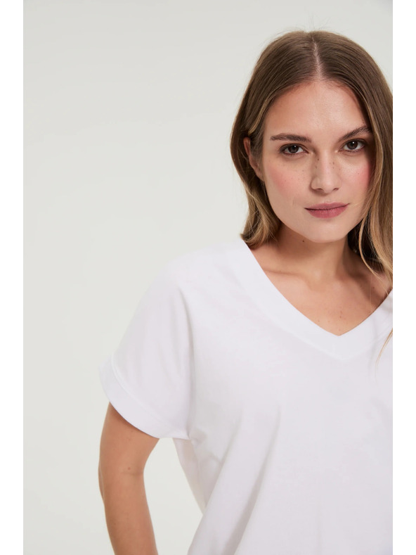 Moodo Тениска с деколте бяла Moodo