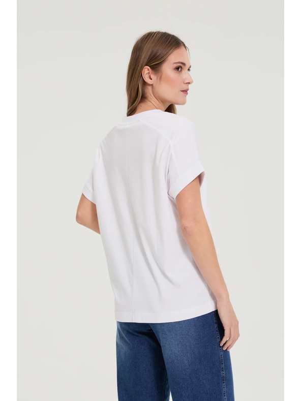 Moodo Тениска с деколте бяла Moodo