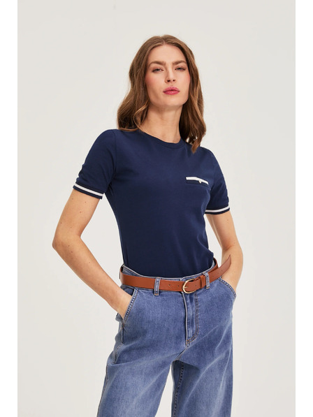 Moodo Памучна тениска тъмносиня Moodo