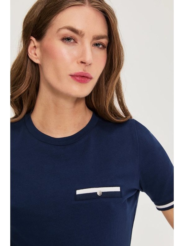 Moodo Памучна тениска тъмносиня Moodo