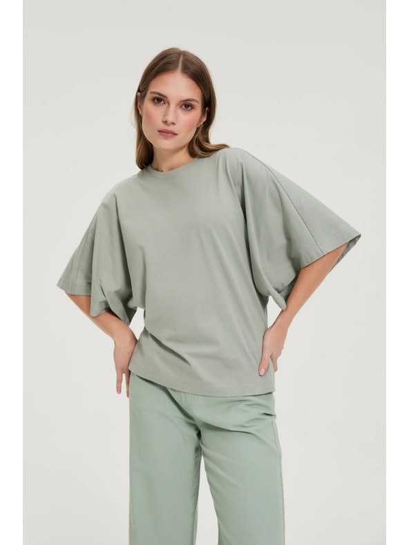 Moodo Блуза с широки ръкави маслинова Moodo