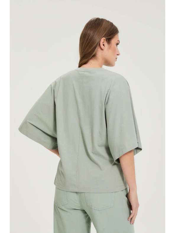 Moodo Блуза с широки ръкави маслинова Moodo