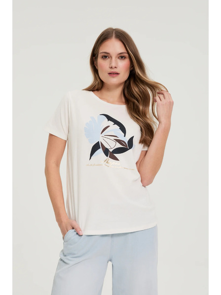 Moodo Блуза с печат бяла Moodo