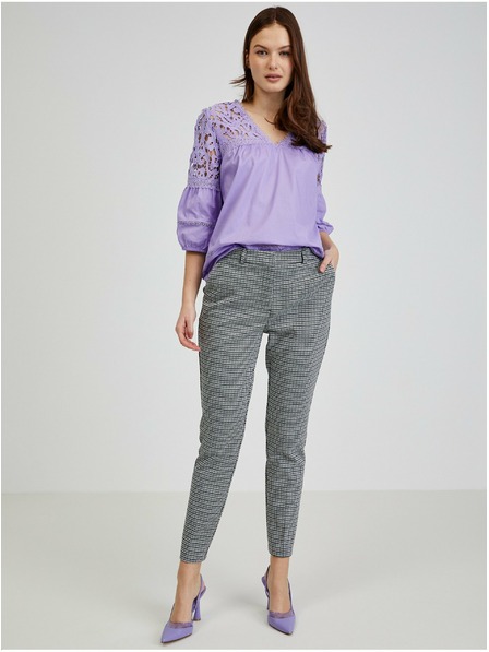 Orsay Бяло-черен дамски панталон с десен ORSAY