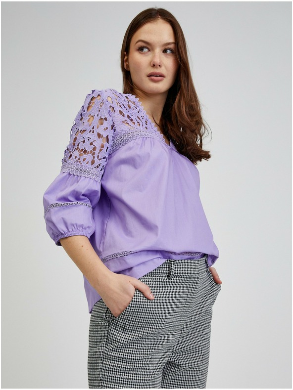 Orsay Бяло-черен дамски панталон с десен ORSAY