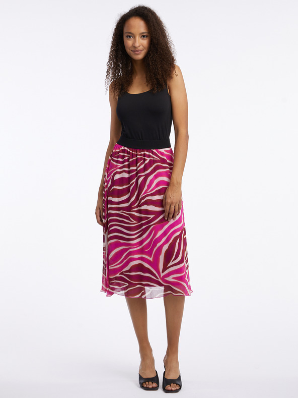 Orsay Розово-винена дамска миди пола с десен ORSAY