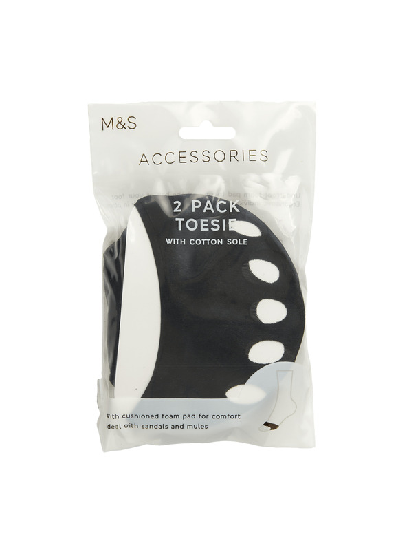 Marks & Spencer Чорапи с пръсти с висок дял памук, 2 чифта Marks & Spencer черна