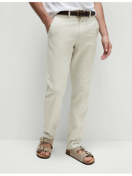 Marks & Spencer Чино панталони от лен смес, нормален крой Marks & Spencer бежова