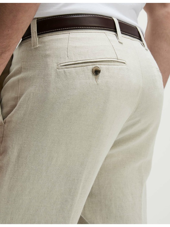 Marks & Spencer Чино панталони от лен смес, нормален крой Marks & Spencer бежова