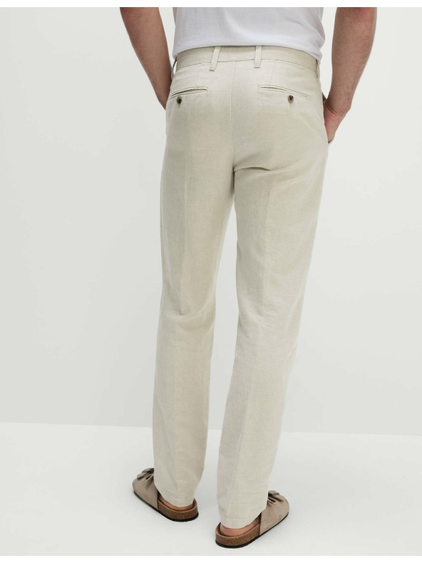 Marks & Spencer Чино панталони от лен смес, нормален крой Marks & Spencer бежова