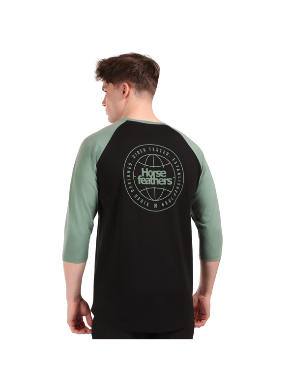 Horsefeathers Тениска Global Raglan - black/iceberg green