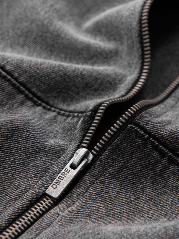 Ombre Clothing Мъжко бомбър яке от деним с ефект на изпиране на камъни - сиво V1 OM-JADJ-0163 Ombre Clothing