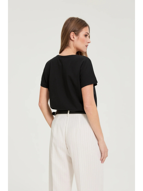 Moodo Блуза с декоративна аплика черна Moodo