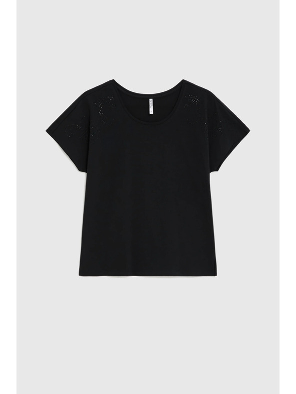 Moodo Блуза с декоративна аплика черна Moodo