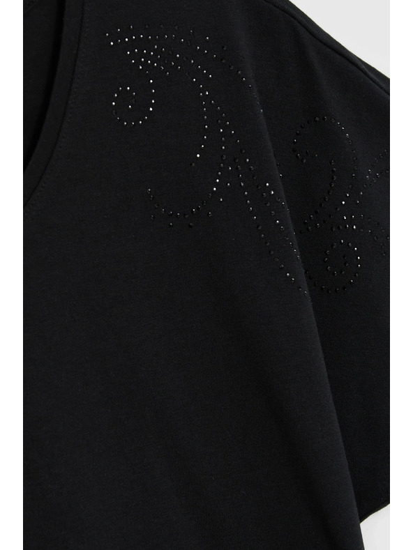 Moodo Блуза с декоративна аплика черна Moodo