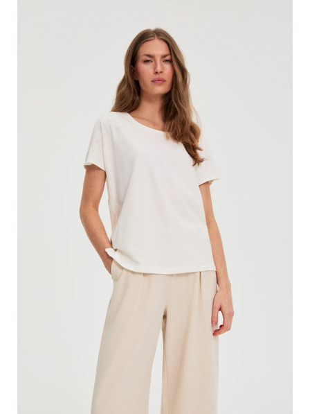 Moodo Блуза с декоративна аплика бяла Moodo