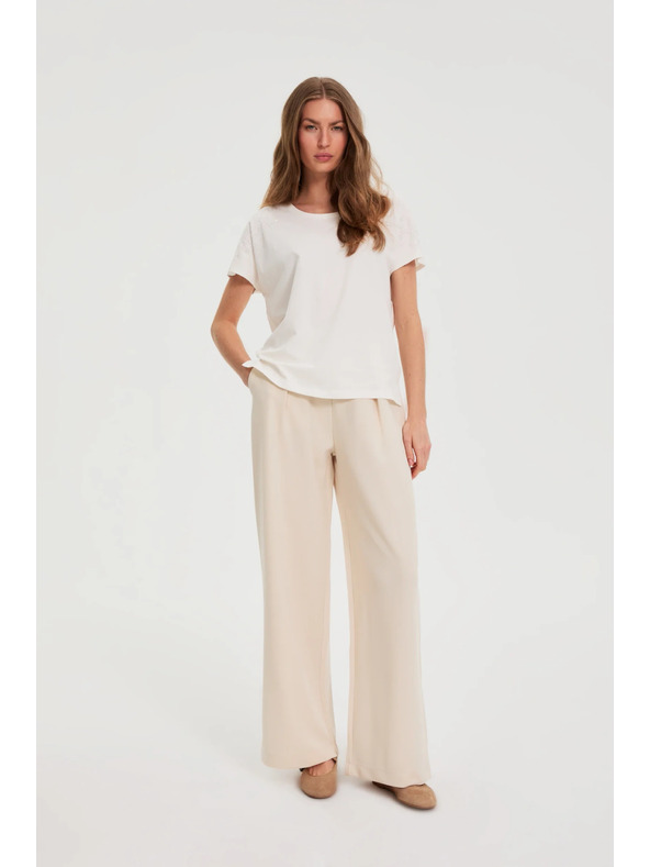 Moodo Блуза с декоративна аплика бяла Moodo