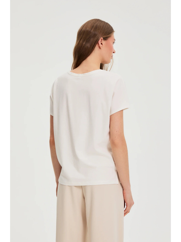 Moodo Блуза с декоративна аплика бяла Moodo