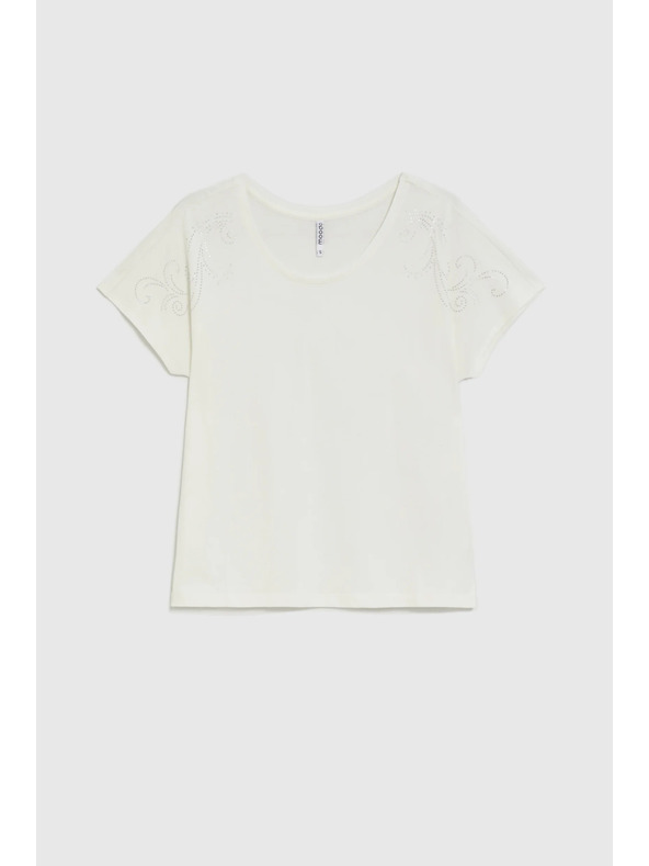 Moodo Блуза с декоративна аплика бяла Moodo