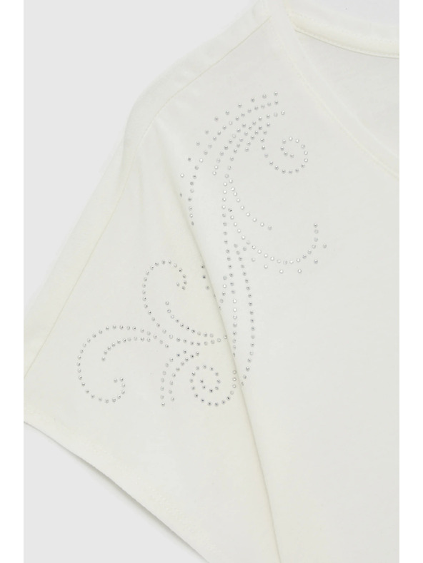 Moodo Блуза с декоративна аплика бяла Moodo