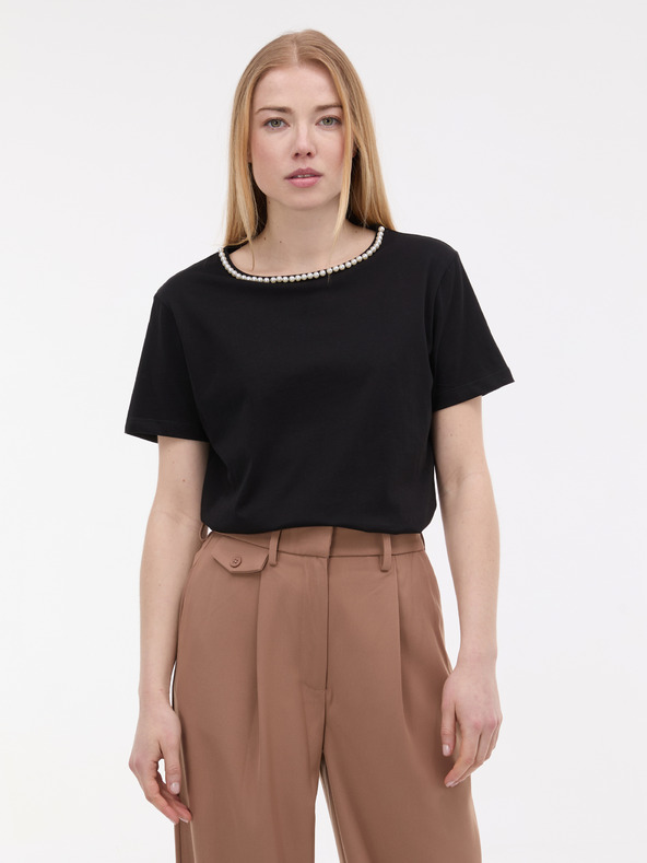 Orsay Черна дамска тениска с апликация ORSAY