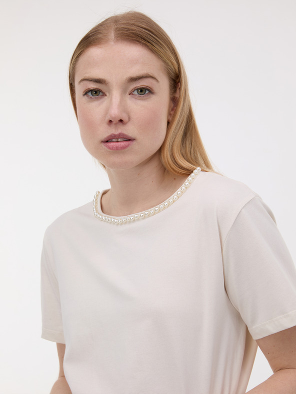 Orsay Кремава дамска тениска с апликация ORSAY