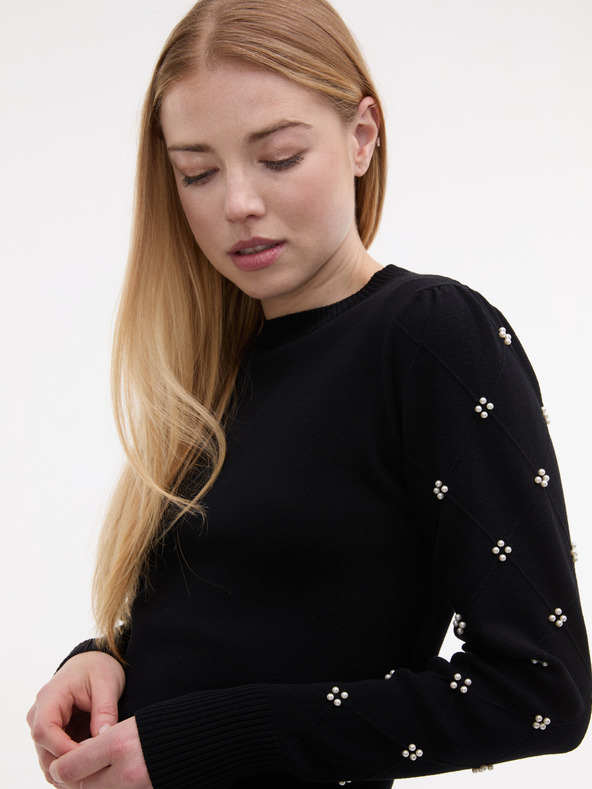 Orsay Черен дамски пуловер с апликация ORSAY