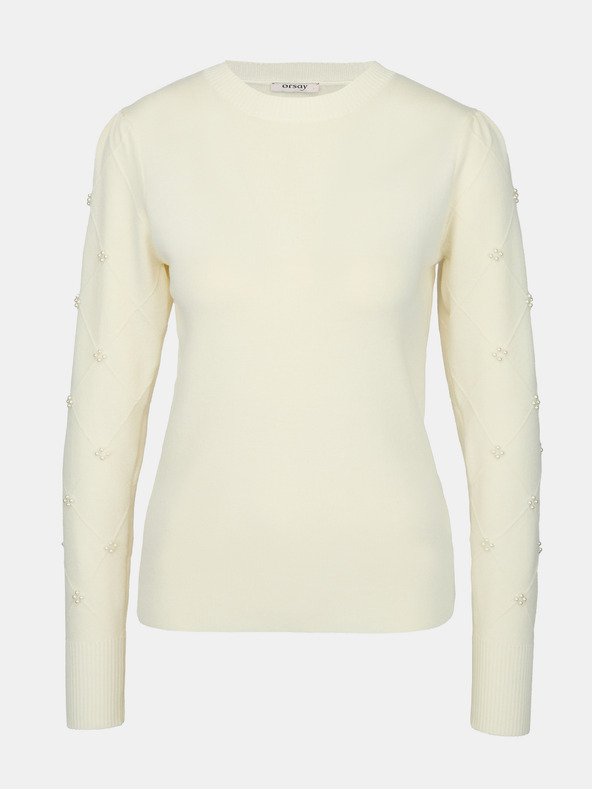 Orsay Кремав дамски пуловер с апликация ORSAY