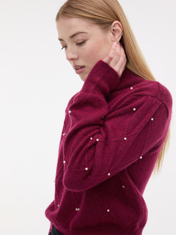 Orsay Бордо дамски пуловер с апликация ORSAY