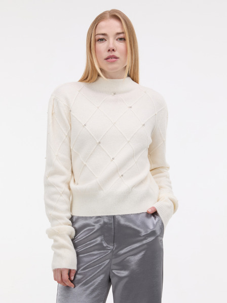 Orsay Кремав дамски пуловер с апликация ORSAY