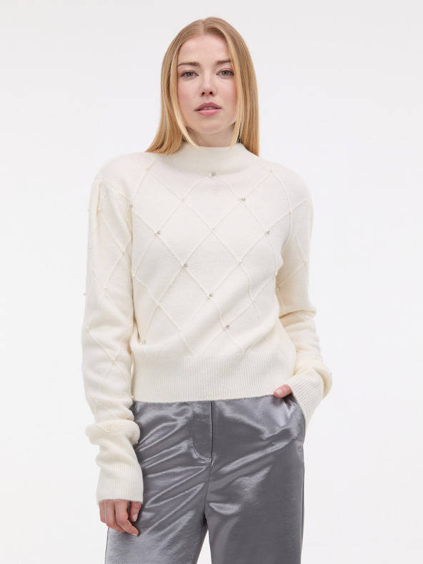 Orsay Кремав дамски пуловер с апликация ORSAY