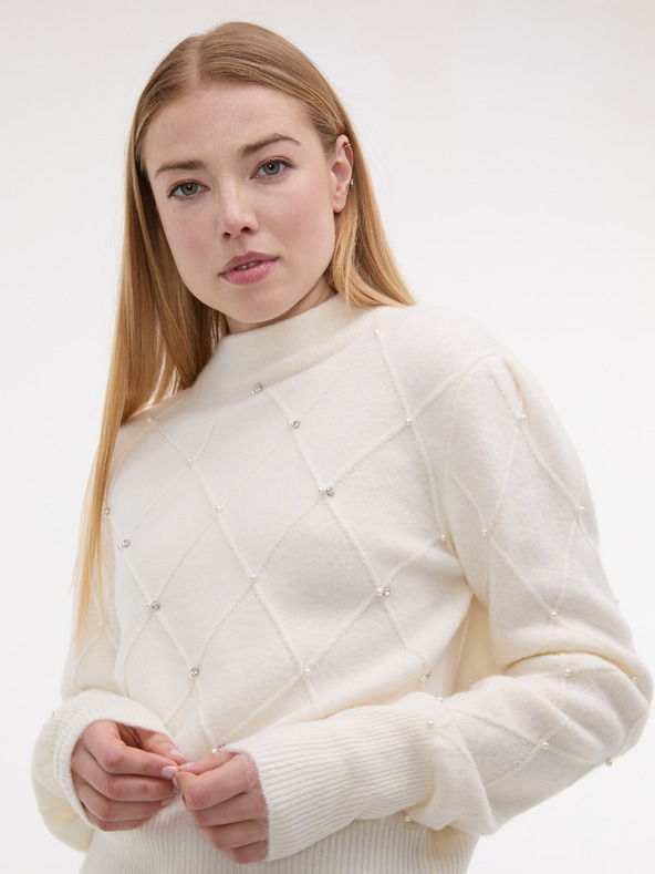 Orsay Кремав дамски пуловер с апликация ORSAY