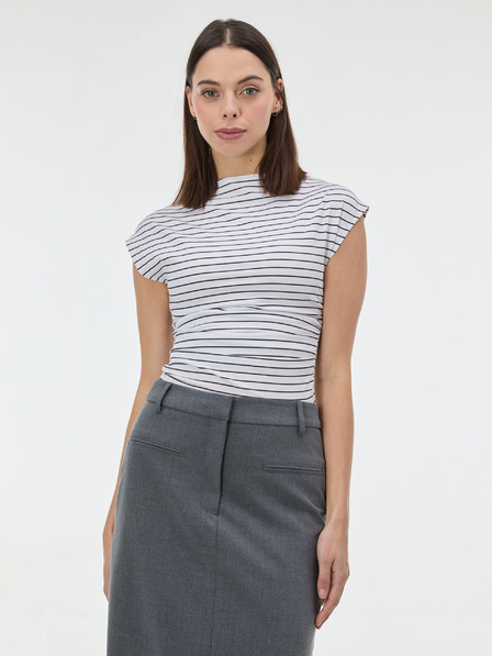 Orsay Бяла раирана дамска тениска с къс ръкав ORSAY