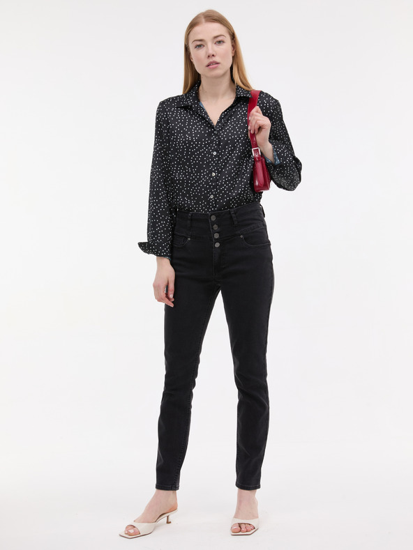 Orsay Черна дамска блуза с десен ORSAY