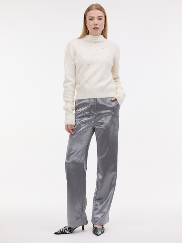 Orsay Сребърен сатенен дамски панталон ORSAY